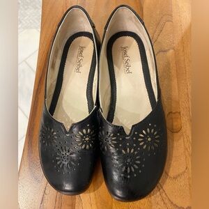 Josef Seibel Black Floral Cutout Flats